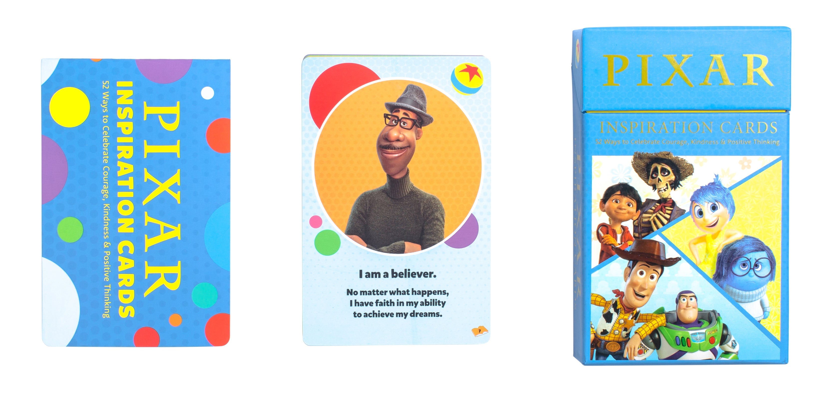 Hardcover Pixar Inspiration Cards set from Insight Editions featuring colorful, illustrated cards inspired by Pixar characters and stories.
