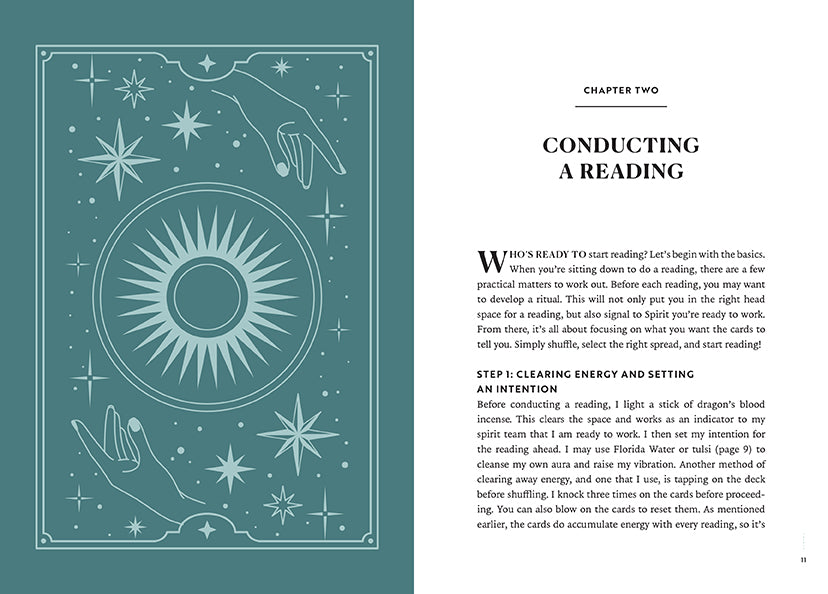 Hardcover Reading Tarot deck by Insight Editions, featuring detailed illustrated tarot cards on the book cover.