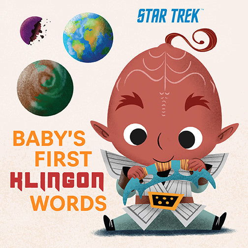 Hardcover of "Star Trek: Baby's First Klingon Words" by Insight Editions showing the book cover with Klingon language illustrations.