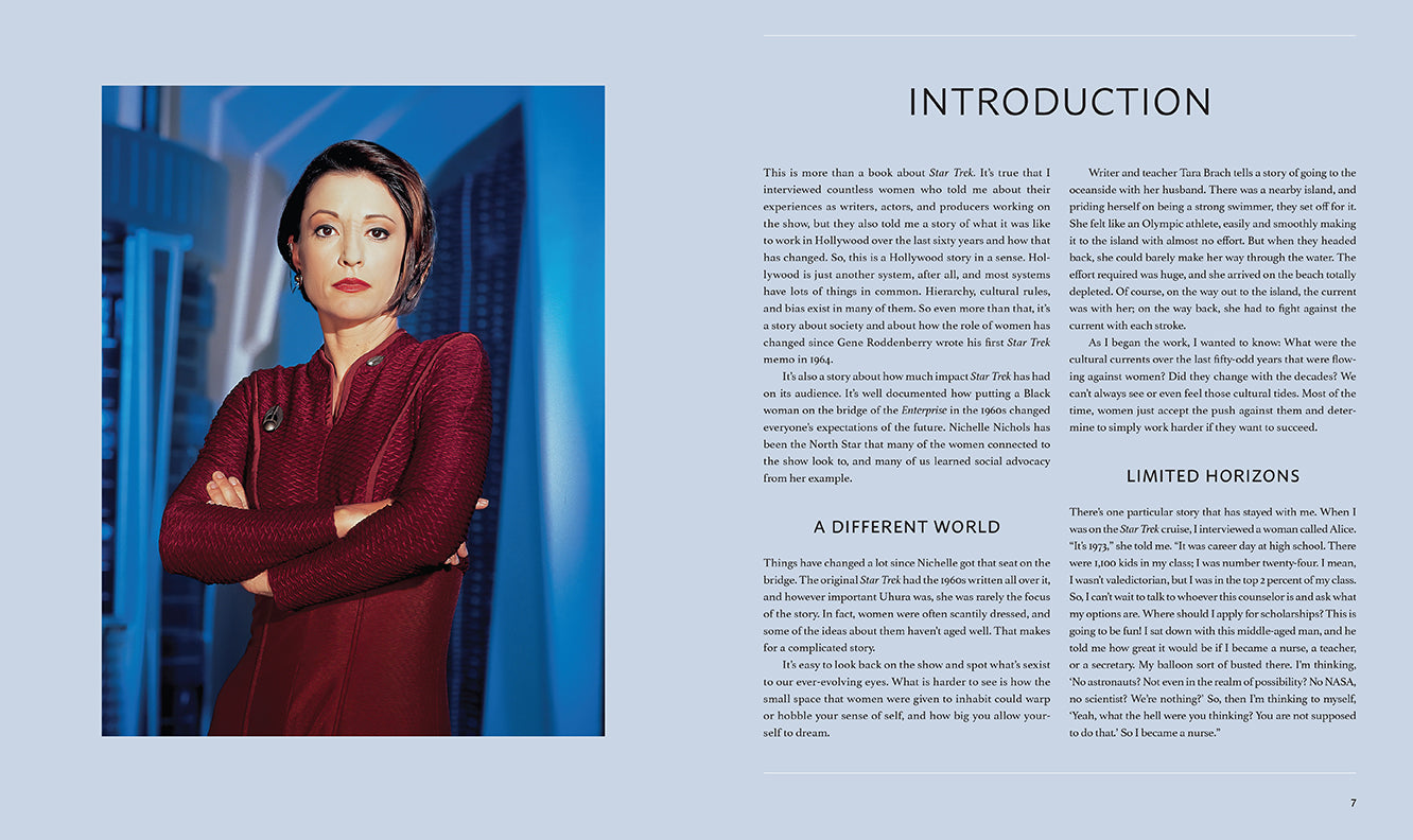 Hardcover book titled "Star Trek: Open a Channel: A Woman's Trek" by Insight Editions, featuring a Trek-themed cover.