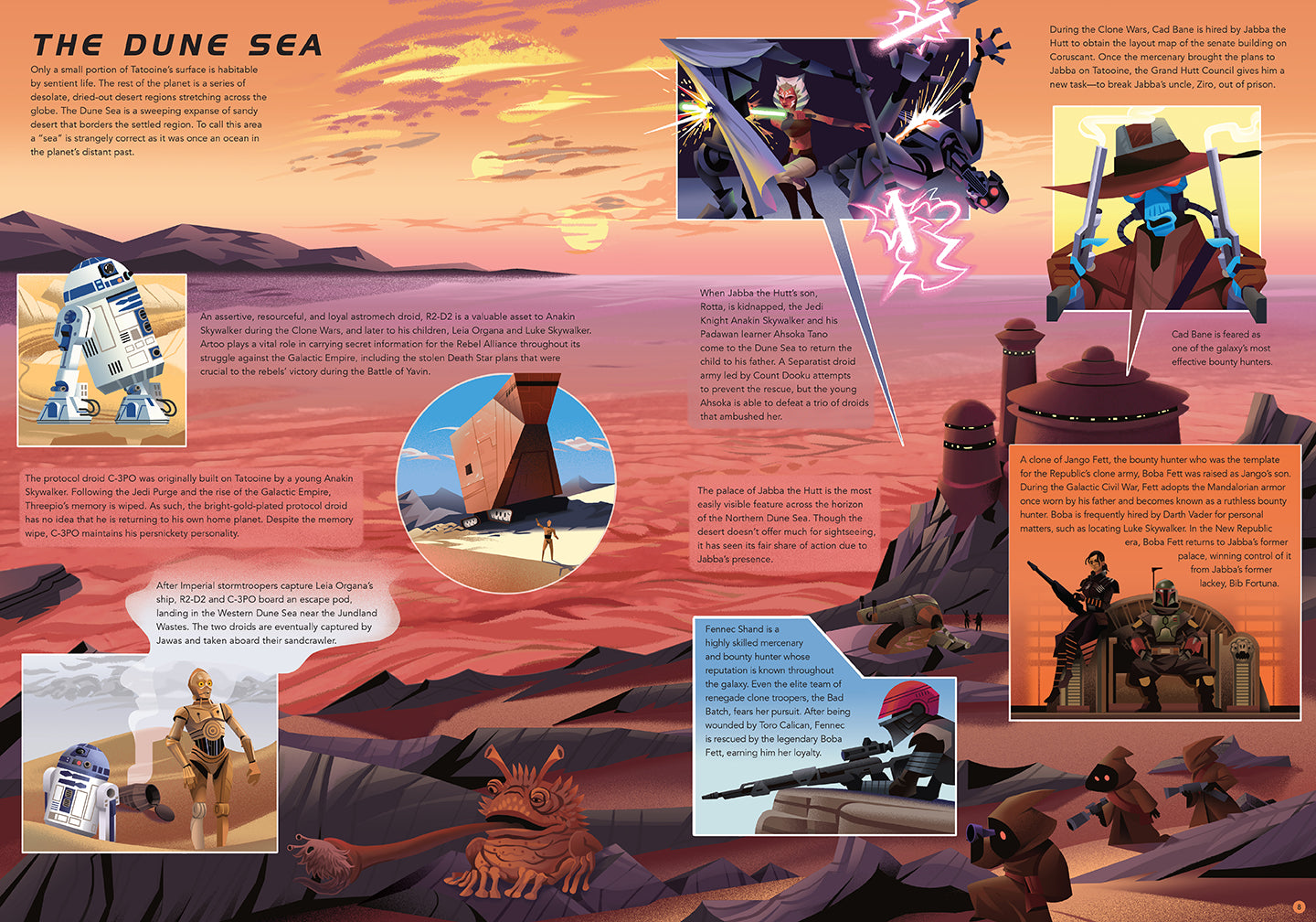 Hardcover book titled "Star Wars: Exploring Tatooine" by Insight Editions, featuring desert scenes and detailed illustrations.