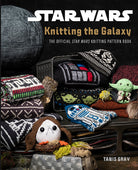 Hardcover book titled "Star Wars: Knitting the Galaxy" by Insight Editions, featuring a Star Wars-themed knitting guide and illustrations.