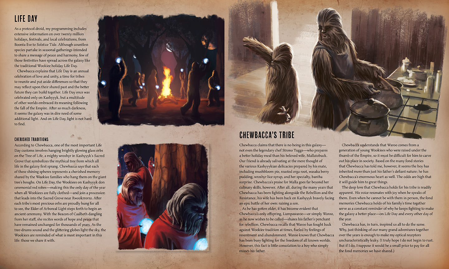 Hardcover book titled "Star Wars: The Secrets of the Wookiees" by Insight Editions, featuring a cover with Wookiee imagery.