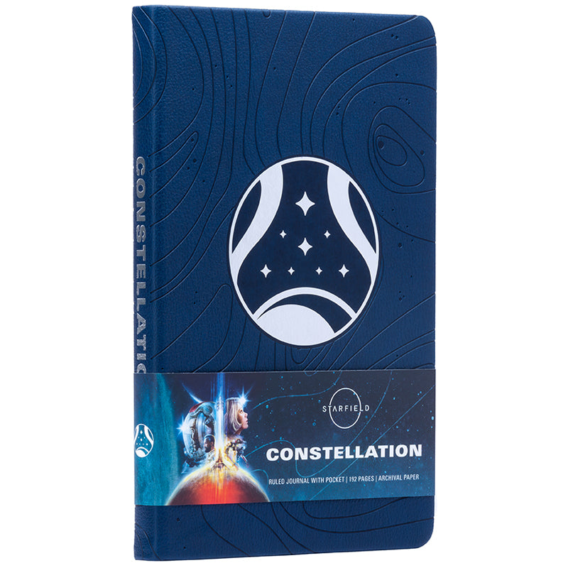 Hardcover Starfield: The Official Constellation Journal by Insight Editions featuring celestial star maps and constellation illustrations.