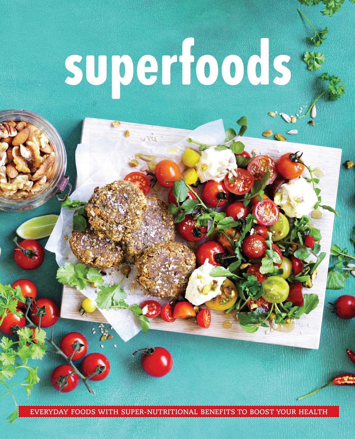 Hardcover superfoods book by Insight Editions featuring vibrant cover design and colorful illustrations of nutritious foods.