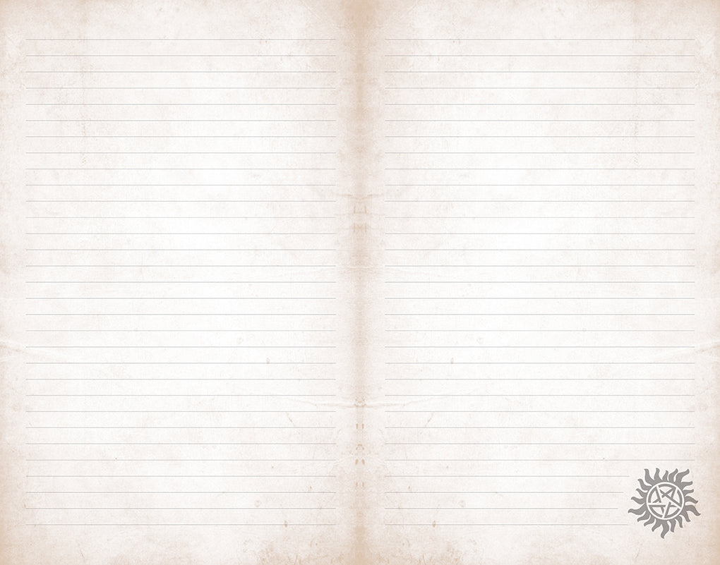 Interior page of the Supernatural Join the Hunt hardcover journal by Insight Editions, featuring themed artwork and writing space.