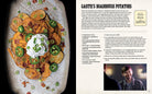 Inside view of the hardcover Supernatural: The Official Cookbook by Insight Editions, showing recipe pages and themed illustrations.