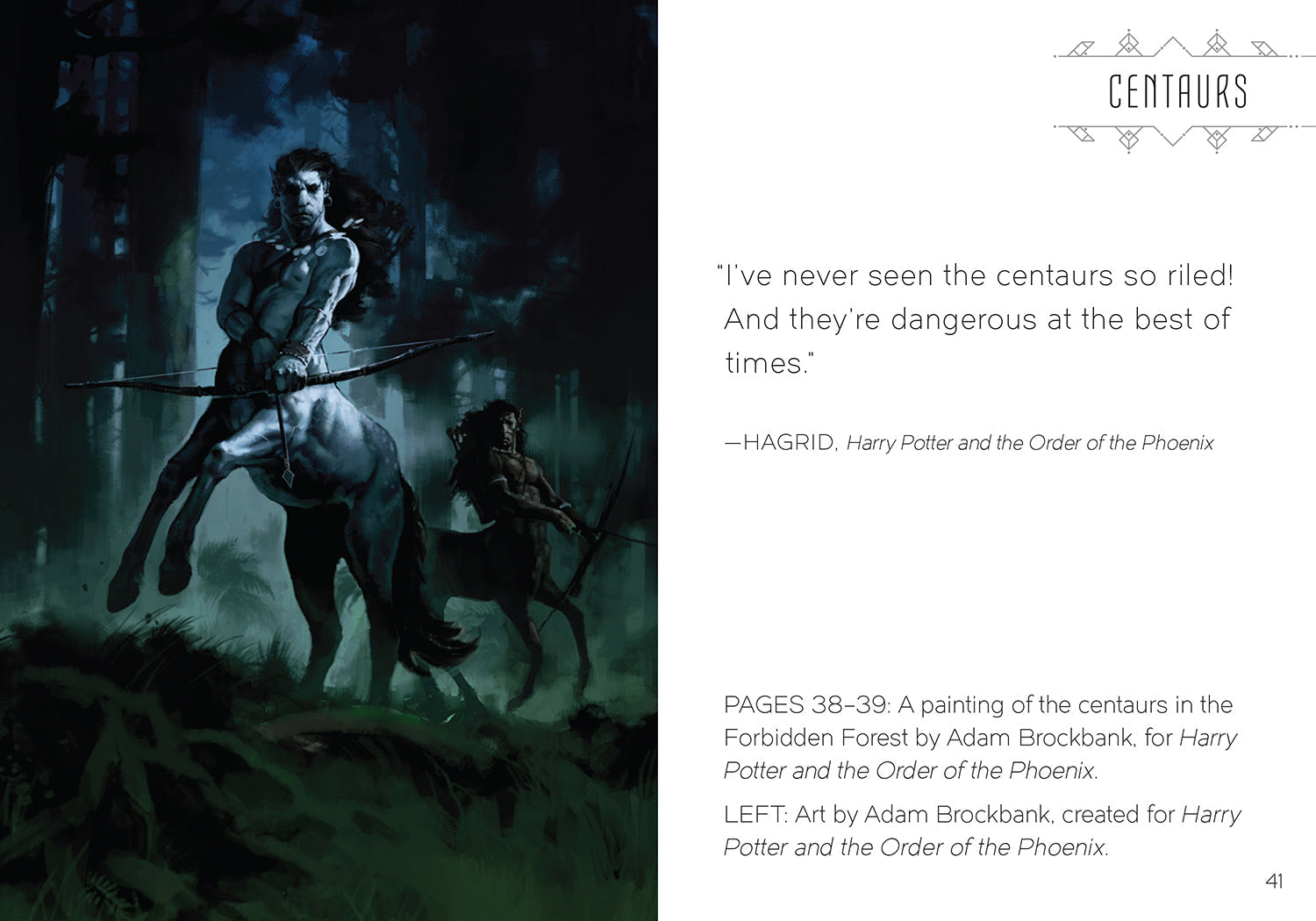 Interior page of Insight Editions' hardcover "The Art of Harry Potter" mini book showcasing detailed illustrations of magical creatures.