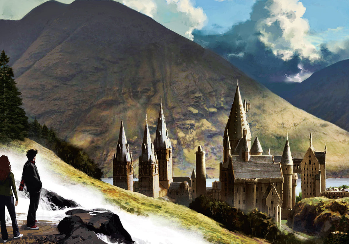 Inside view of "The Art of Harry Potter" hardcover book by Insight Editions, showcasing detailed illustrations of magical places.
