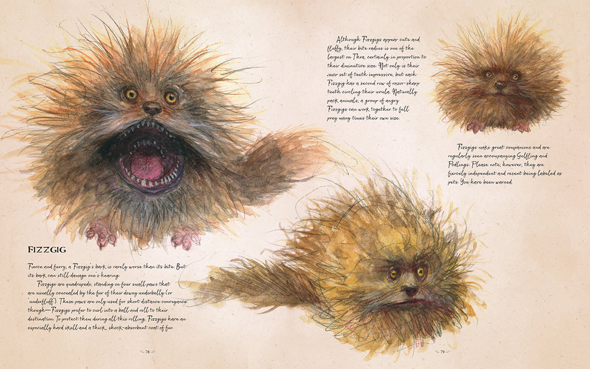 Interior page of The Dark Crystal Bestiary hardcover book by Insight Editions, featuring detailed illustrations of fantasy creatures.