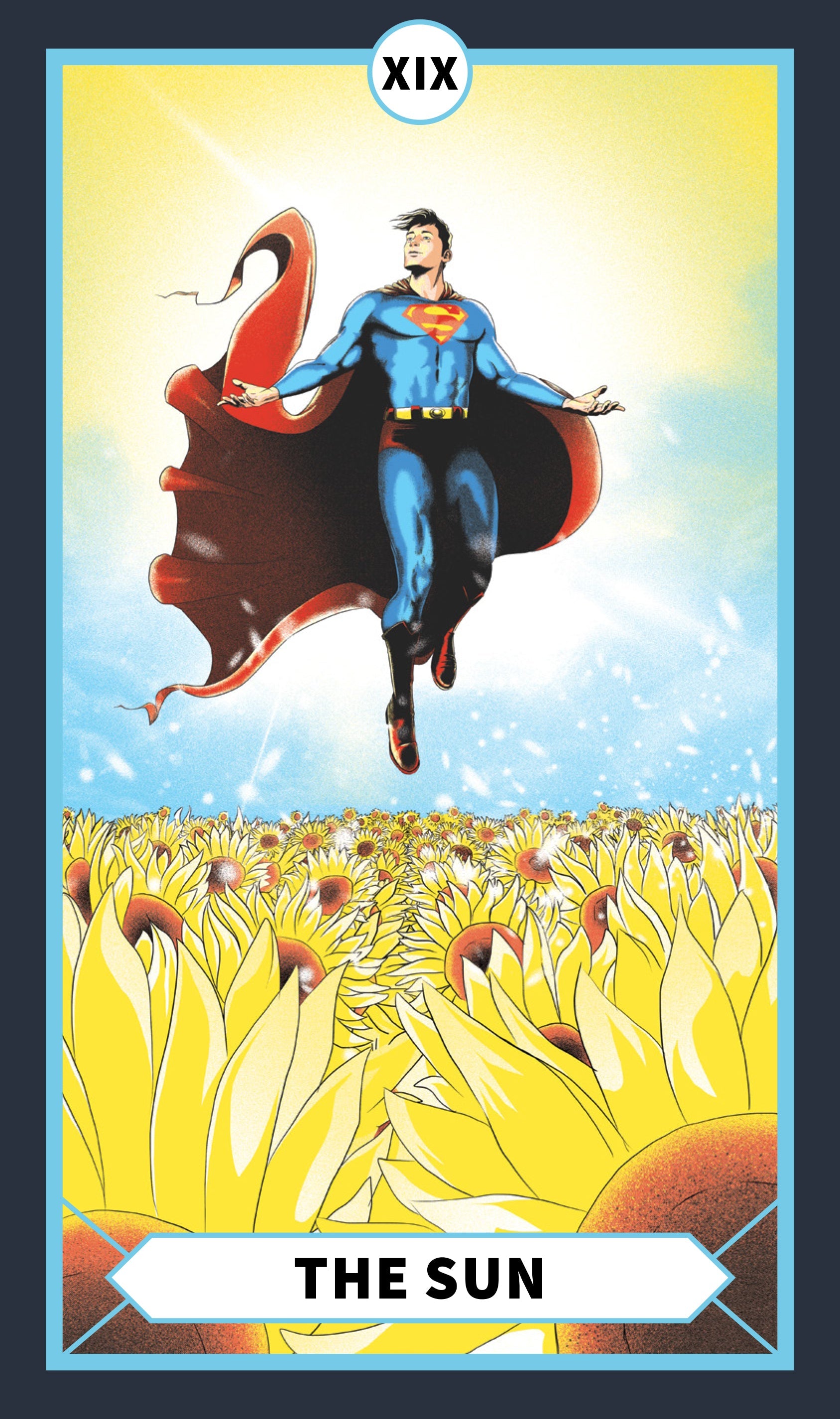 Inside view of the hardcover DC Tarot Deck and Guidebook by Insight Editions, featuring illustrated tarot cards and guide pages.