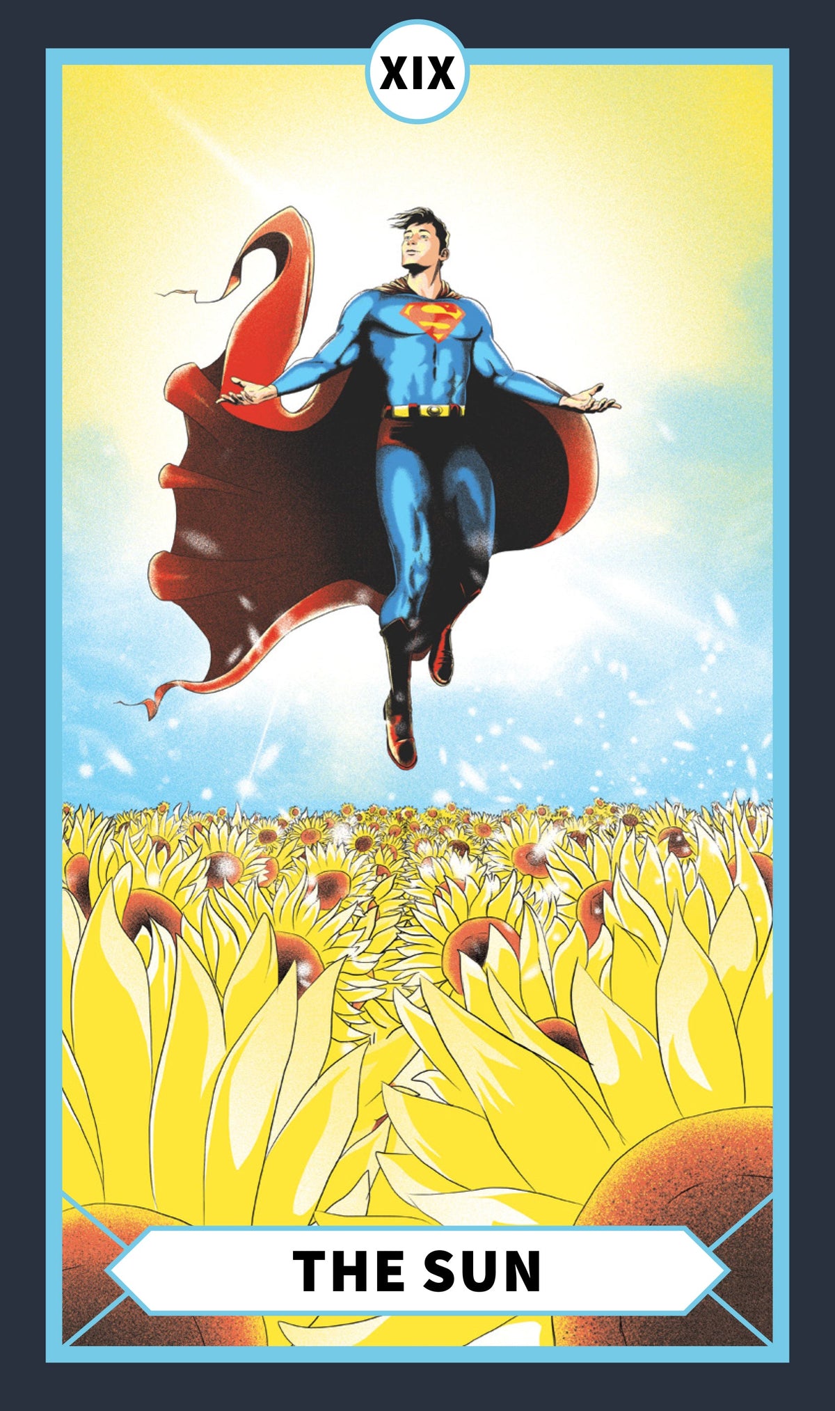 Inside view of the hardcover DC Tarot Deck and Guidebook by Insight Editions, featuring illustrated tarot cards and guide pages.