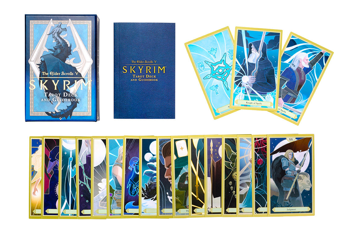 Hardcover Skyrim Tarot Deck and Guidebook by Insight Editions, featuring fantasy-themed illustrations from The Elder Scrolls V.
