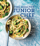 Hardcover "The Healthy Junior Chef Cookbook" by Insight Editions showing colorful food recipes on the cover.