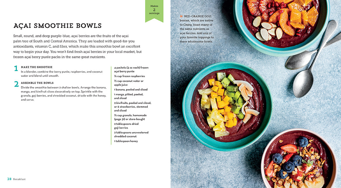 Inside page of The Healthy Junior Chef Cookbook hardcover by Insight Editions, featuring colorful recipe illustrations and kid-friendly design.