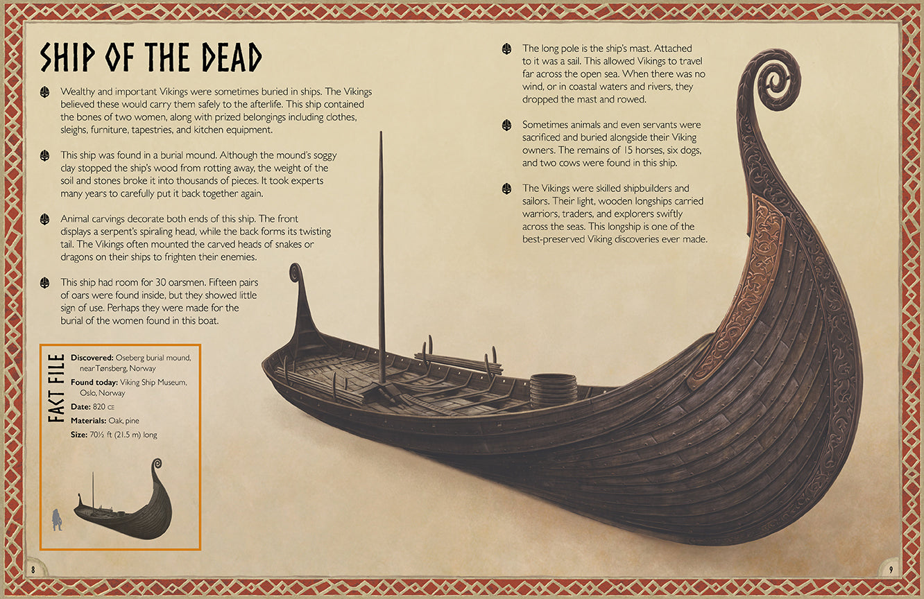 Hardcover copy of The Magnificent Book of Treasures: Vikings by Insight Editions, featuring detailed Viking artifacts and illustrations.