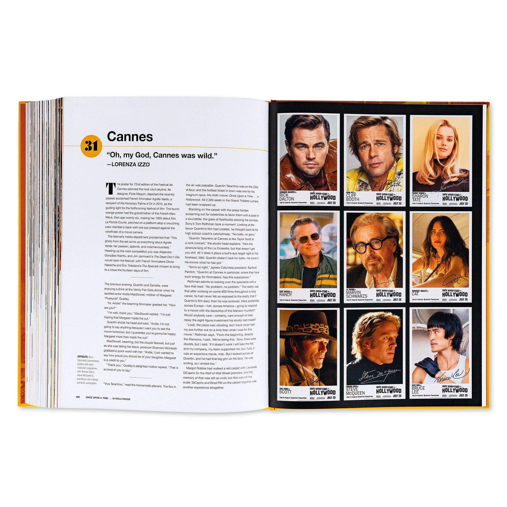 Hardcover book titled "The Making of Quentin Tarantino’s Once Upon a Time in Hollywood" by Insight Editions displayed on a table.
