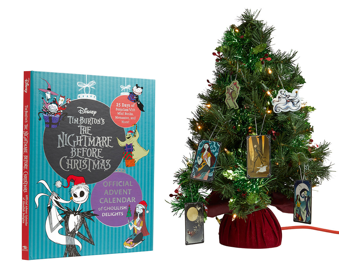 Hardcover The Nightmare Before Christmas: Ghoulish Delights official advent calendar by Insight Editions featuring spooky holiday designs.