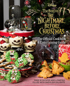 Hardcover of The Nightmare Before Christmas: The Official Cookbook & Entertaining Guide by Insight Editions, featuring festive themed pages.