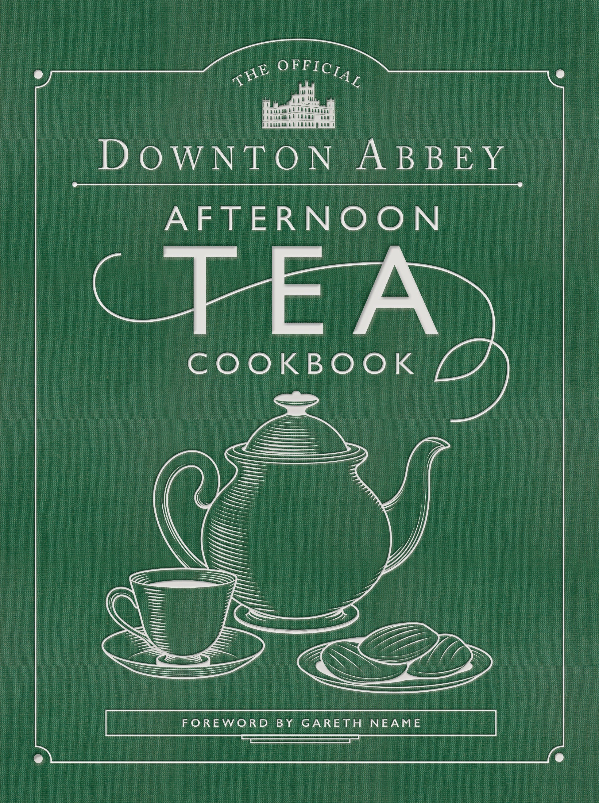 Hardcover of The Official Downton Abbey Afternoon Tea Cookbook by Insight Editions, featuring elegant cover design.