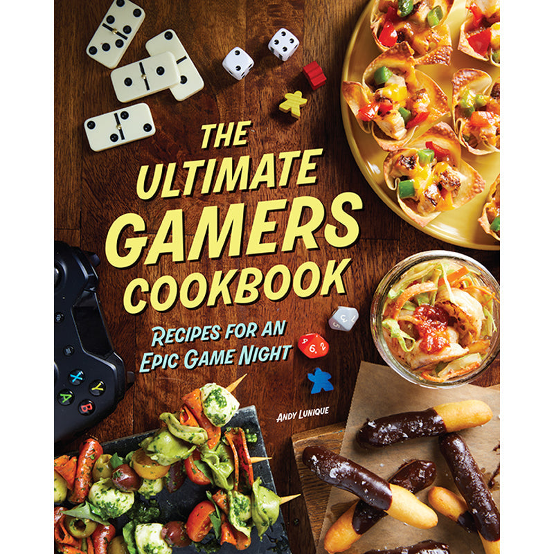 Hardcover copy of The Ultimate Gamers Cookbook by Insight Editions, featuring gaming-inspired recipes and vibrant cover art.