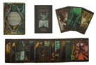 Inside view of the hardcover Universal Monsters Tarot Deck and Guidebook by Insight Editions, showing illustrated tarot cards and guide pages.