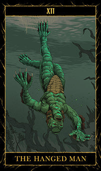 Interior of the Universal Monsters Tarot Deck and Guidebook in hardcover by Insight Editions, showing colorful tarot cards and guide pages.