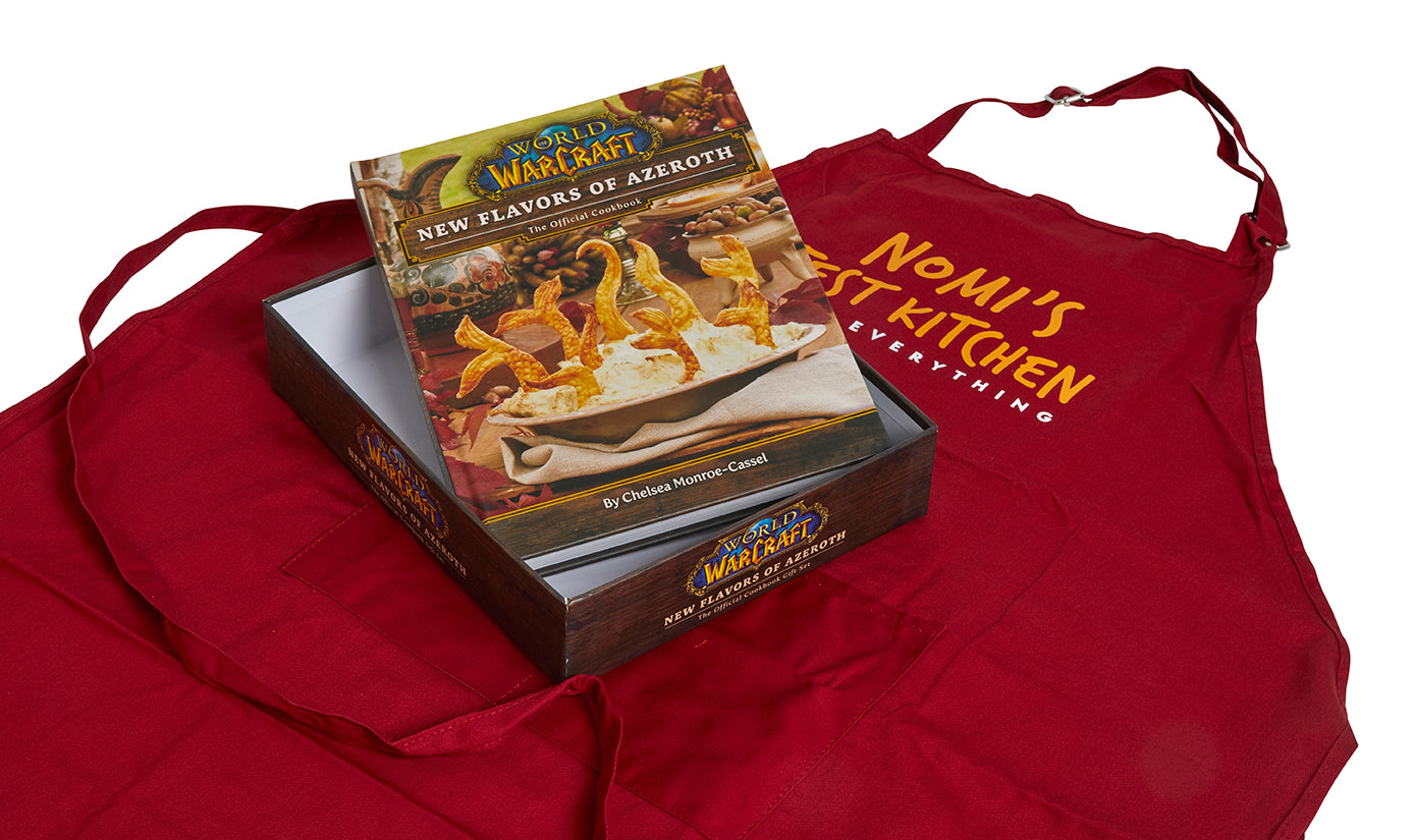 Hardcover World of Warcraft: New Flavors of Azeroth gift set by Insight Editions featuring colorful game-themed illustrations.
