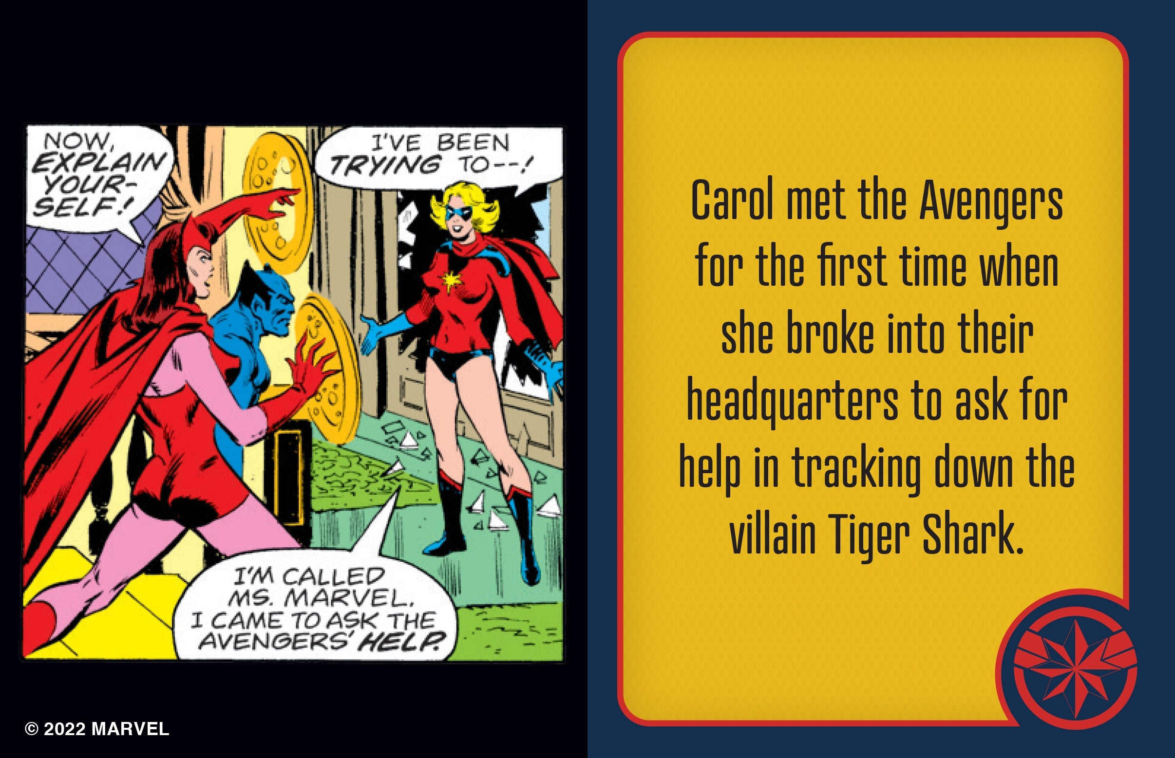 Hardcover book with jacket featuring Captain Marvel, titled "The Tiny Book of Earth's Mightiest Hero," by Insight Editions.