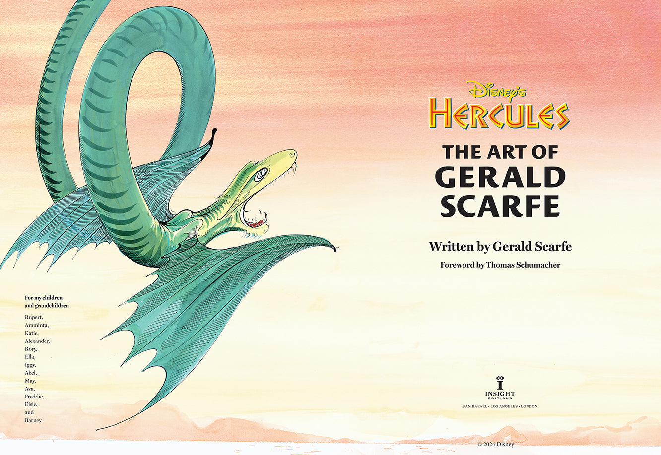 Hardcover book with jacket featuring Disney's Hercules art by Gerald Scarfe, published by Insight Editions.