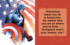 Hardcover book with jacket featuring Captain America from Marvel Comics, displaying inspirational quotes from the First Avenger.