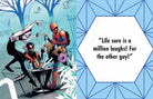 Hardcover Marvel Comics Spider-Man book with jacket featuring quotes and quips from your friendly neighborhood superhero.