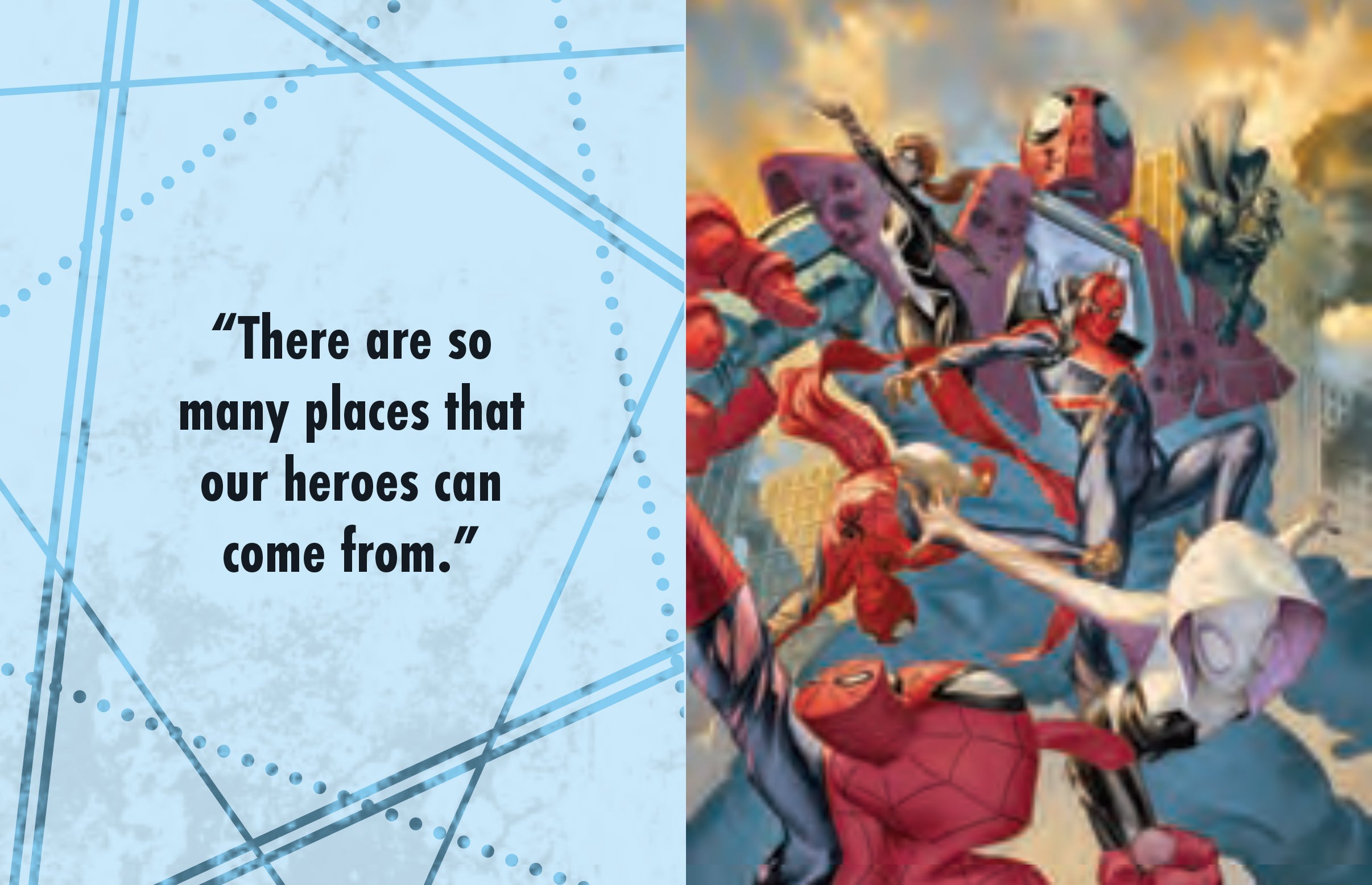 Hardcover edition of Marvel Comics Spider-Man quotes and quips book with protective jacket, featuring Spider-Man in action.