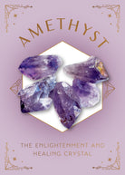 Amethyst crystal healing scented glass candle for home decor, featuring a clear glass container with a purple amethyst stone.