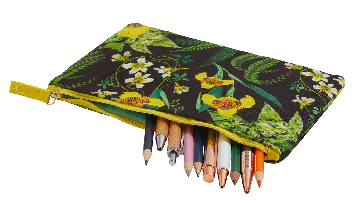 Art of Nature botanical accessory pouch by Insight Editions, featuring floral and plant illustrations on a home goods pouch.