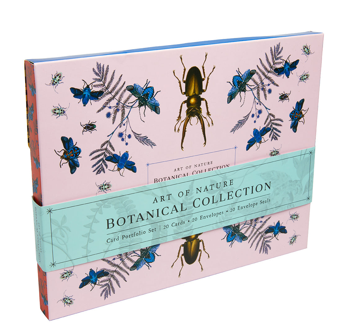 Set of 20 botanical art cards in a portfolio from the Art of Nature series by Insight Editions, perfect for home decor or gifting.