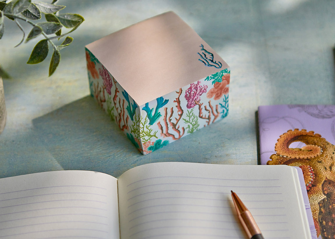 Insight Editions Art of Nature Under the Sea Memo Cube, decorative home goods featuring ocean-themed artwork and memo surfaces.