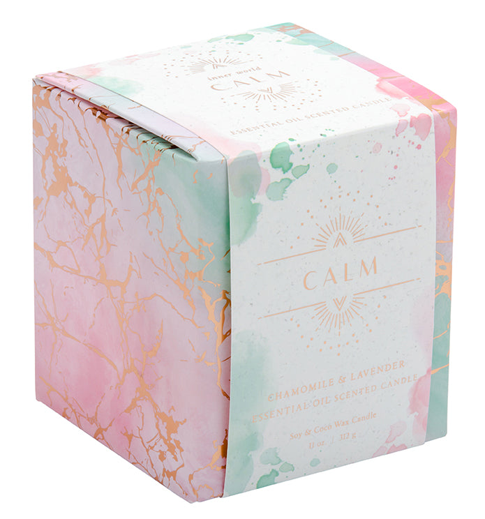 Insight Editions Calm scented candle in 11 oz. glass jar, ideal for creating a relaxing home ambiance.