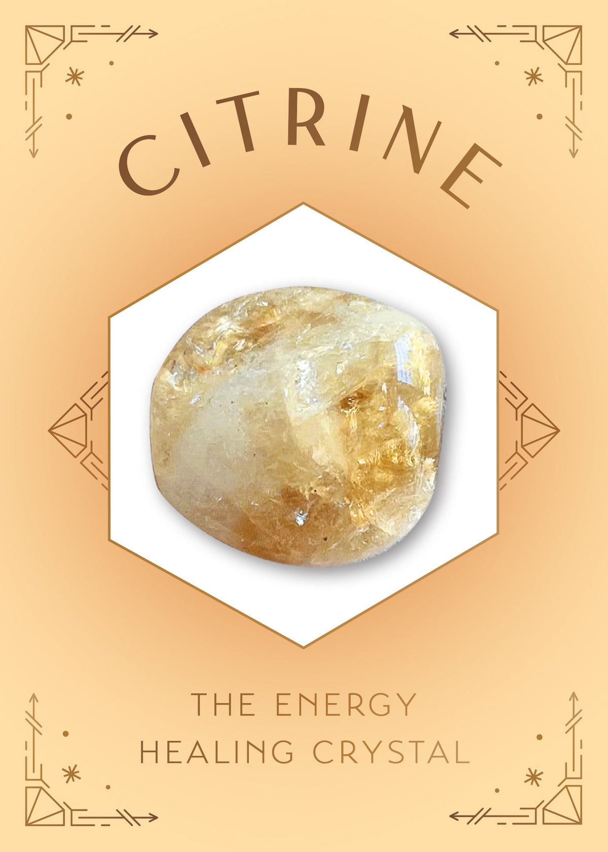 Citrine crystal healing scented glass candle in a clear glass holder, ideal for home decor and spiritual ambiance.