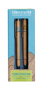 Set of two conservation pens and pencils by Insight Editions, ideal for home office or art projects.