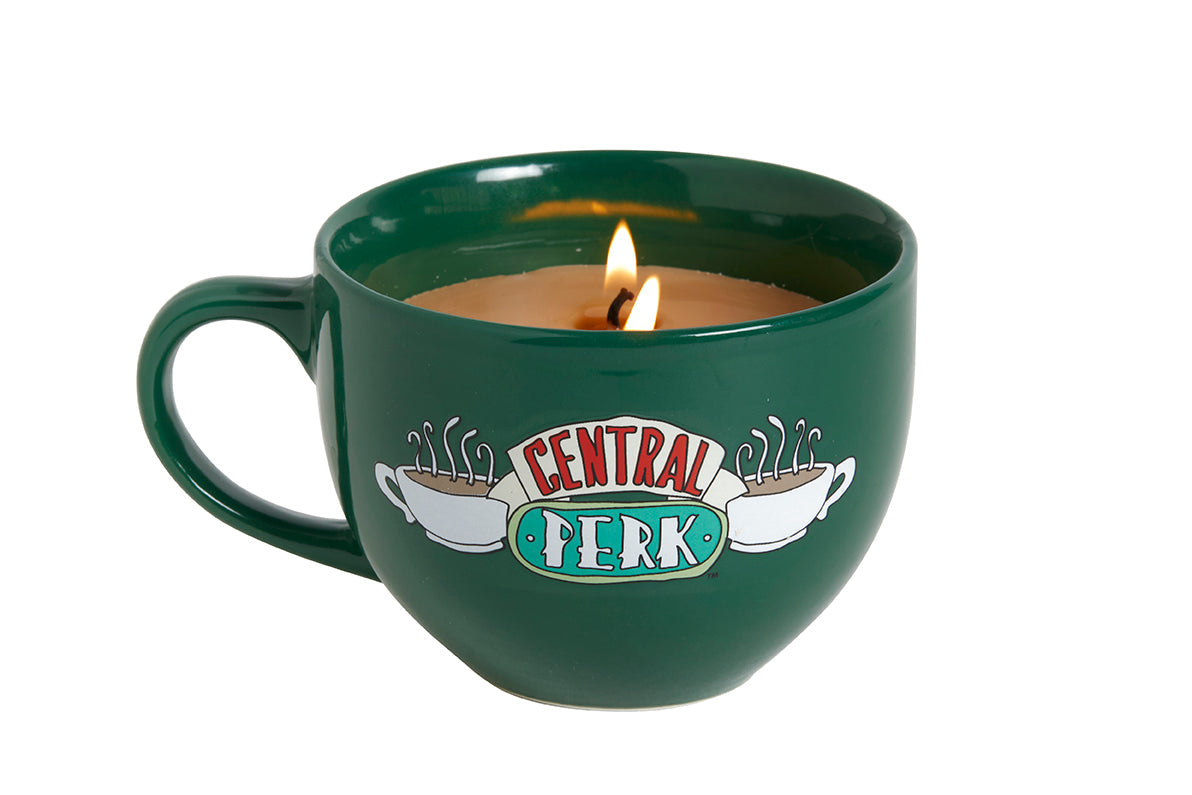 Friends Central Perk coffee cup candle from Insight Editions, designed as a cozy home decor item with a coffee cup shape.