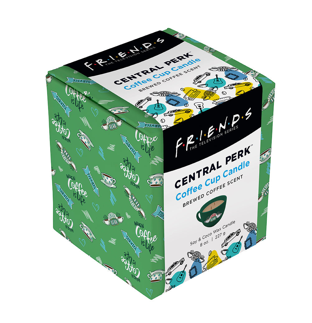 Friends Central Perk coffee cup candle featuring a detailed ceramic mug with Central Perk logo and coffee-themed design.