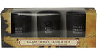 Glass votive candle set inspired by Game of Thrones, featuring detailed designs, perfect for home decor and themed ambiance.