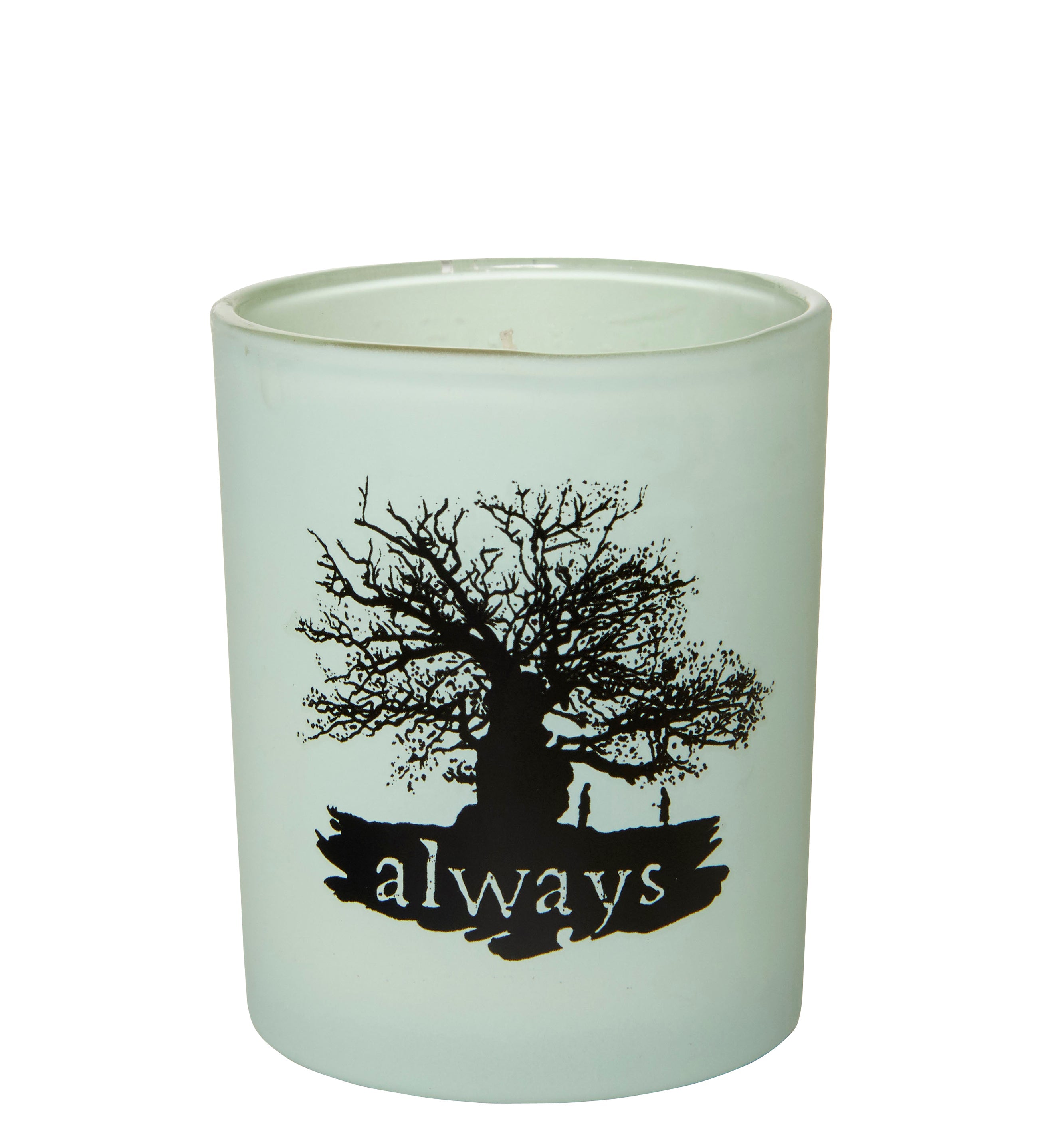Harry Potter "Always" glass votive candle from Insight Editions, featuring a decorative design for home decor and ambiance.