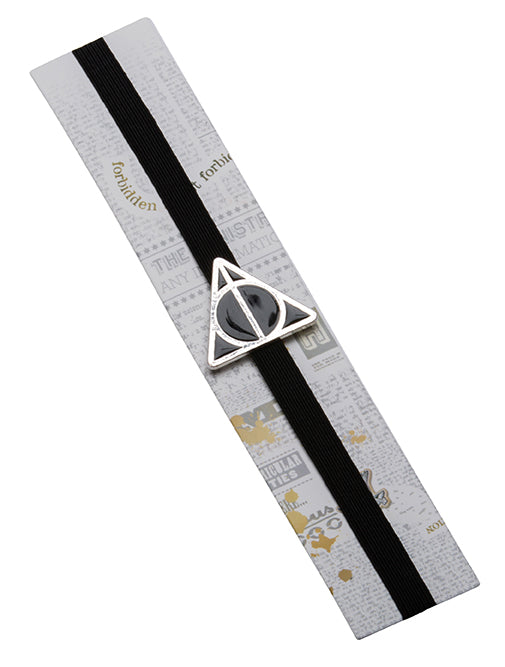 Harry Potter Deathly Hallows enamel charm bookmark with detailed design and metallic finish, perfect for Harry Potter fans.