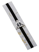 Harry Potter Deathly Hallows enamel charm bookmark with detailed design and metallic finish, perfect for Harry Potter fans.