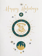 Harry Potter Hogwarts Crest holiday embellished card by Insight Editions, featuring a detailed crest design on festive home decor.