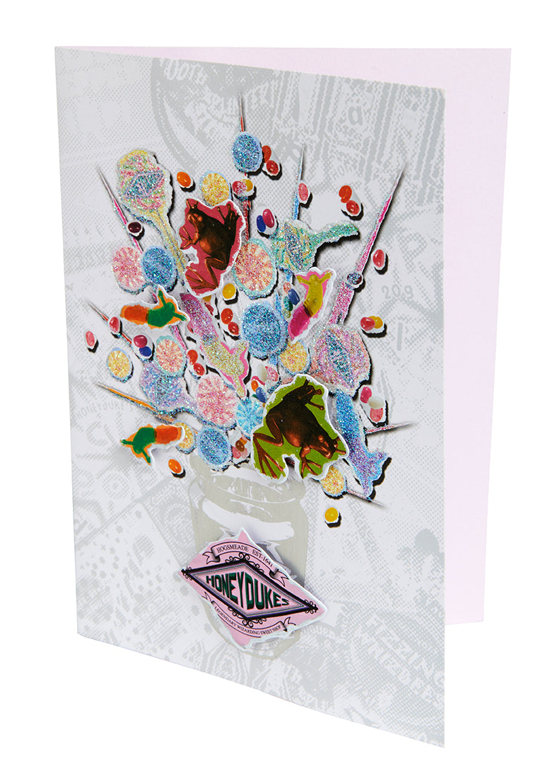 Harry Potter Honeydukes embellished birthday card by Insight Editions, featuring magical sweets and whimsical design on the front.