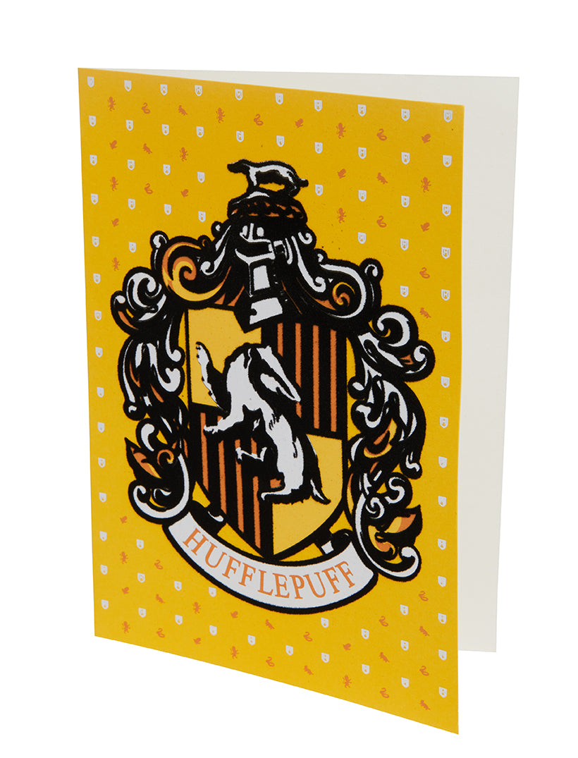 Hufflepuff embellished Harry Potter card with detailed gold accents, perfect for home decor or collectible display.