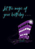 Harry Potter Knight Bus birthday pop-up card by Insight Editions, featuring detailed 3D design and iconic bus illustration.